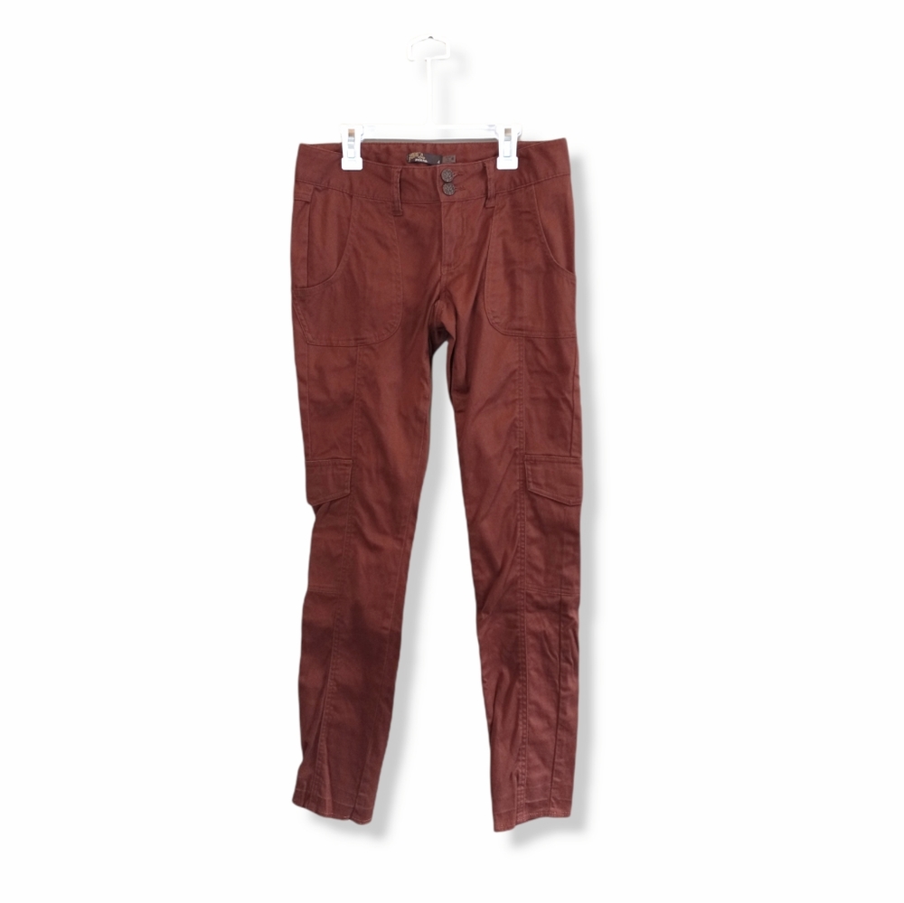 Prana Brick Red Cargo Low Rise Skinny Pants Womens Size 4